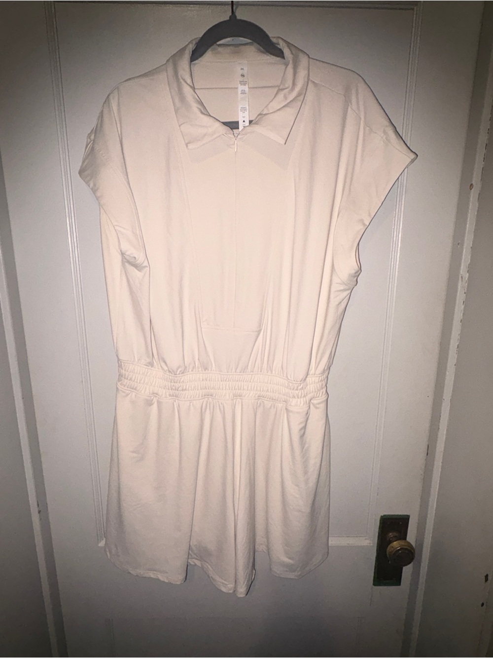 Rae Mode Cream Short Sleeve Romper with Elastic Waist